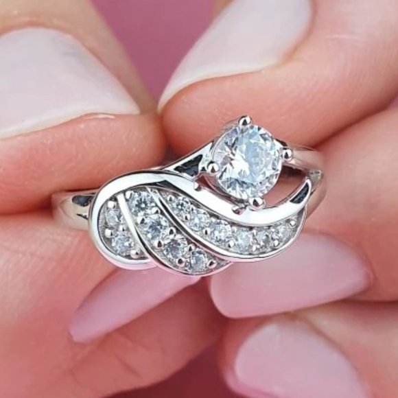 Lovely Zircon Full Filled Romantic Angel Wings Wedding Ring for Women, PD336 - Picture 2 of 7